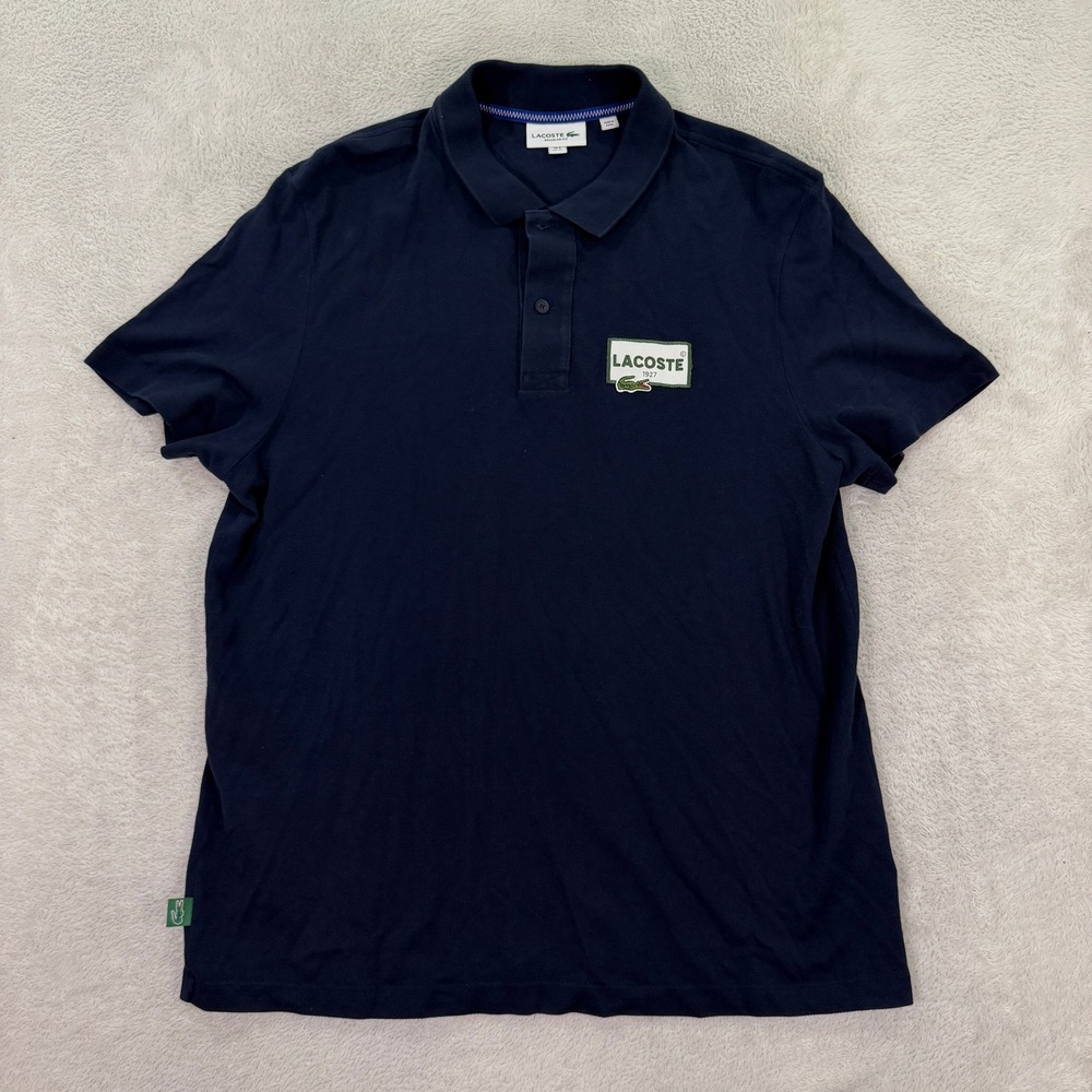 Lacoste Mens XL Polo Shirt Regular Fit Navy Blue Short Sleeve Patch Logo Recent